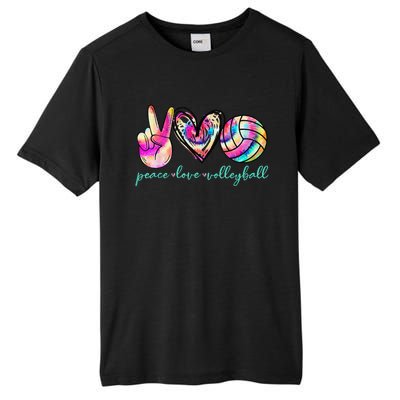 funny Peace Love Volleyball Player Tie Dye Style Tall Fusion ChromaSoft Performance T-Shirt