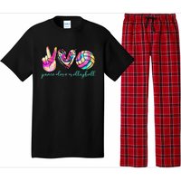 funny Peace Love Volleyball Player Tie Dye Style Pajama Set