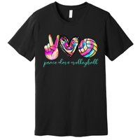 funny Peace Love Volleyball Player Tie Dye Style Premium T-Shirt