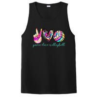 funny Peace Love Volleyball Player Tie Dye Style PosiCharge Competitor Tank