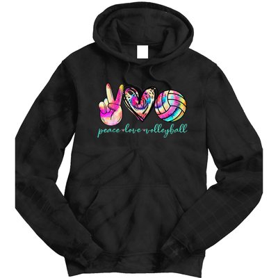 funny Peace Love Volleyball Player Tie Dye Style Tie Dye Hoodie