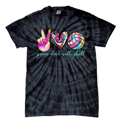 funny Peace Love Volleyball Player Tie Dye Style Tie-Dye T-Shirt