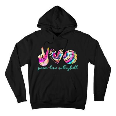 funny Peace Love Volleyball Player Tie Dye Style Tall Hoodie