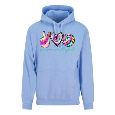 funny Peace Love Volleyball Player Tie Dye Style Unisex Surf Hoodie