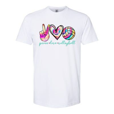 funny Peace Love Volleyball Player Tie Dye Style Softstyle CVC T-Shirt