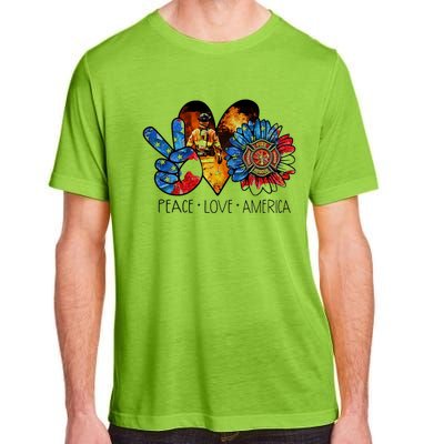 Funny Peace Love America Fire Gift Adult ChromaSoft Performance T-Shirt