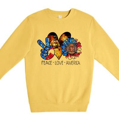 Funny Peace Love America Fire Gift Premium Crewneck Sweatshirt