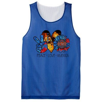 Funny Peace Love America Fire Gift Mesh Reversible Basketball Jersey Tank