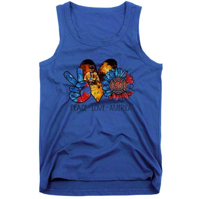 Funny Peace Love America Fire Gift Tank Top