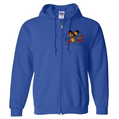 Funny Peace Love America Fire Gift Full Zip Hoodie