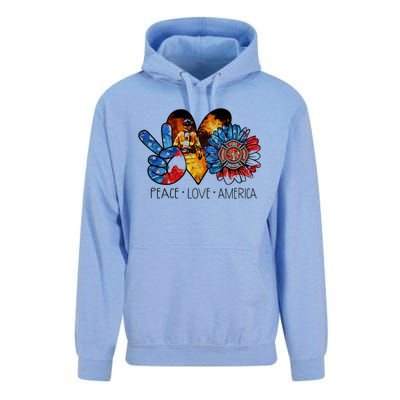 Funny Peace Love America Fire Gift Unisex Surf Hoodie