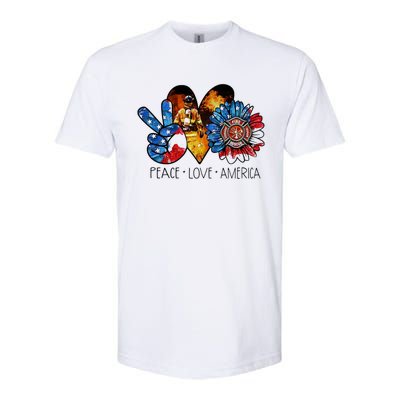 Funny Peace Love America Fire Gift Softstyle CVC T-Shirt