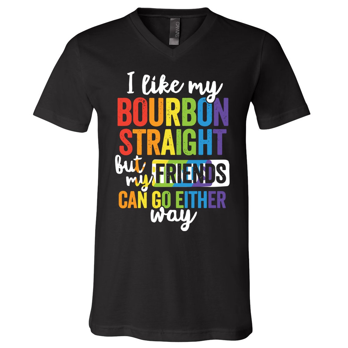 Funny Pride LGBT Ally Gift Bourbon Straight Friends Premium V-Neck T-Shirt