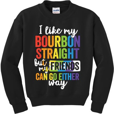 Funny Pride LGBT Ally Gift Bourbon Straight Friends Premium Kids Sweatshirt