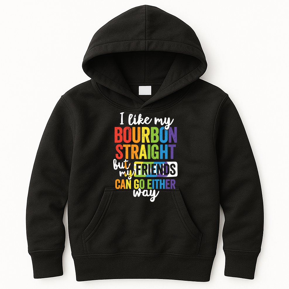 Funny Pride LGBT Ally Gift Bourbon Straight Friends Premium Kids Hoodie