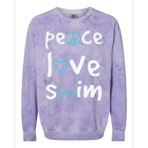 Funny Peace Love Swim Cute Gift Swimmer Gift Love To Swim Colorblast Crewneck Sweatshirt