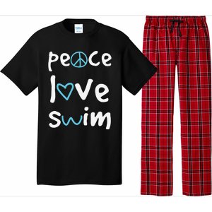 Funny Peace Love Swim Cute Gift Swimmer Gift Love To Swim Pajama Set