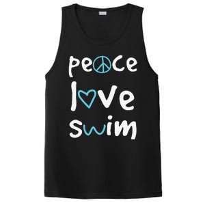 Funny Peace Love Swim Cute Gift Swimmer Gift Love To Swim PosiCharge Competitor Tank