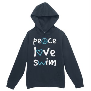 Funny Peace Love Swim Cute Gift Swimmer Gift Love To Swim Urban Pullover Hoodie