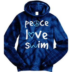 Funny Peace Love Swim Cute Gift Swimmer Gift Love To Swim Tie Dye Hoodie