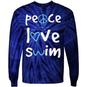 Funny Peace Love Swim Cute Gift Swimmer Gift Love To Swim Tie-Dye Long Sleeve Shirt