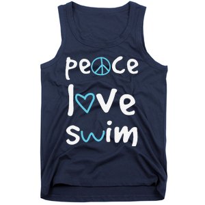 Funny Peace Love Swim Cute Gift Swimmer Gift Love To Swim Tank Top