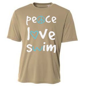 Funny Peace Love Swim Cute Gift Swimmer Gift Love To Swim Cooling Performance Crew T-Shirt