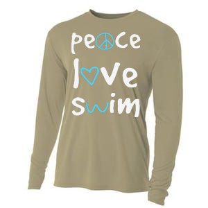 Funny Peace Love Swim Cute Gift Swimmer Gift Love To Swim Cooling Performance Long Sleeve Crew