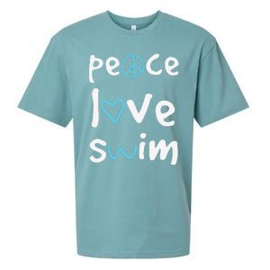 Funny Peace Love Swim Cute Gift Swimmer Gift Love To Swim Sueded Cloud Jersey T-Shirt