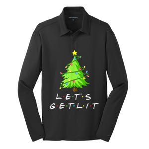 Funny Pajama Let's Get Lit Christmas Tree Light Gift Funny Gift Silk Touch Performance Long Sleeve Polo