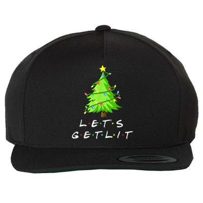 Funny Pajama Let's Get Lit Christmas Tree Light Gift Funny Gift Wool Snapback Cap