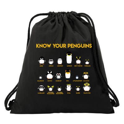 Funny Penguin Lover Penguin Species Know  Drawstring Bag