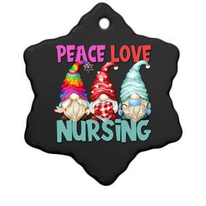 Funny Peace Love Nursing Gnome Cute New Nurse Mom Gift Ceramic Star Ornament