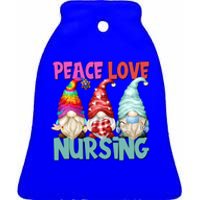 Funny Peace Love Nursing Gnome Cute New Nurse Mom Gift Ceramic Bell Ornament