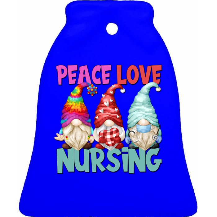 Funny Peace Love Nursing Gnome Cute New Nurse Mom Gift Ceramic Bell Ornament