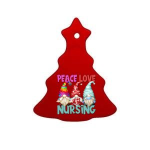 Funny Peace Love Nursing Gnome Cute New Nurse Mom Gift Ceramic Tree Ornament