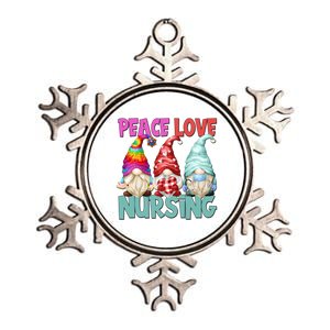 Funny Peace Love Nursing Gnome Cute New Nurse Mom Gift Metallic Star Ornament