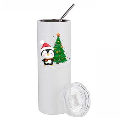 Funny Penguin Lover Gift Santa Hat Penguin Christmas Gift Stainless Steel Tumbler