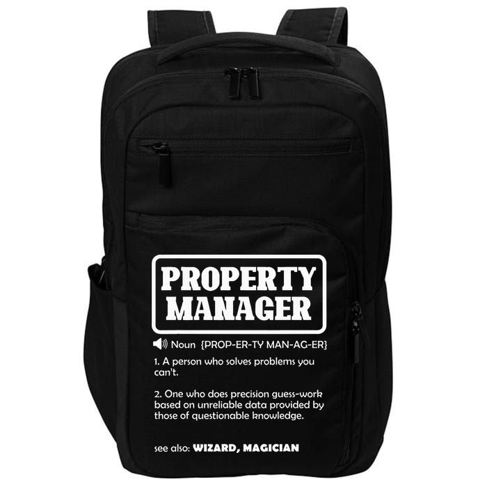 Funny Property Manager Definition Real Estate Management Impact Tech Backpack