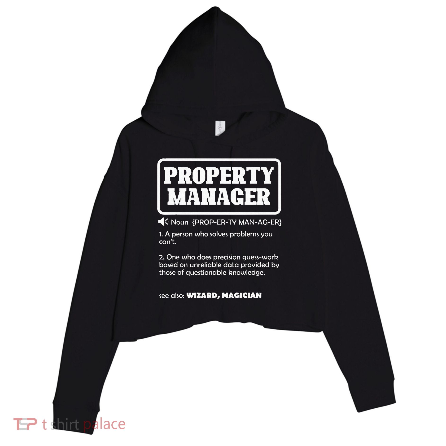 Funny Property Manager Definition Real Estate Management Crop Fleece Hoodie