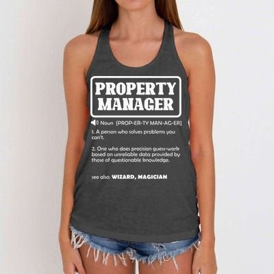 Funny Property Manager Definition Real Estate Management Women's Knotted Racerback Tank