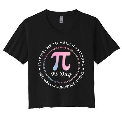 Funny Pi Math Science Teacher 3.14 Funny Pi Day Lovers Women's Crop Top Tee