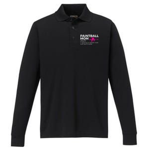 Funny Paintball Mom Definition Paintballing Gift Performance Long Sleeve Polo