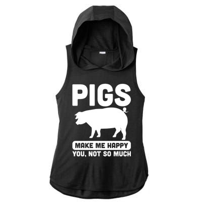 Funny Pigs Make me Happy Design for Pig Farmers Ladies PosiCharge Tri-Blend Wicking Draft Hoodie Tank