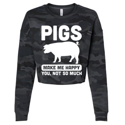 Funny Pigs Make me Happy Design for Pig Farmers Cropped Pullover Crew