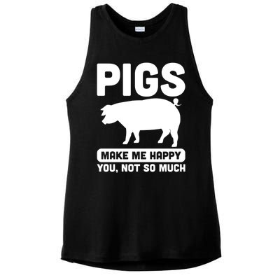 Funny Pigs Make me Happy Design for Pig Farmers Ladies PosiCharge Tri-Blend Wicking Tank