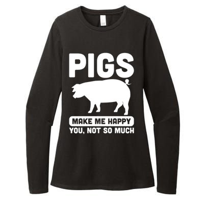 Funny Pigs Make me Happy Design for Pig Farmers Womens CVC Long Sleeve Shirt