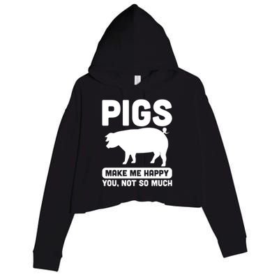 Funny Pigs Make me Happy Design for Pig Farmers Crop Fleece Hoodie