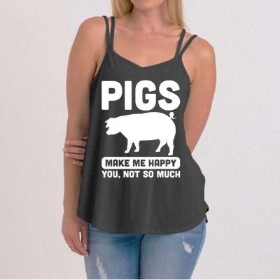 Funny Pigs Make me Happy Design for Pig Farmers Women's Strappy Tank