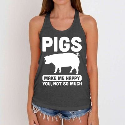 Funny Pigs Make me Happy Design for Pig Farmers Women's Knotted Racerback Tank